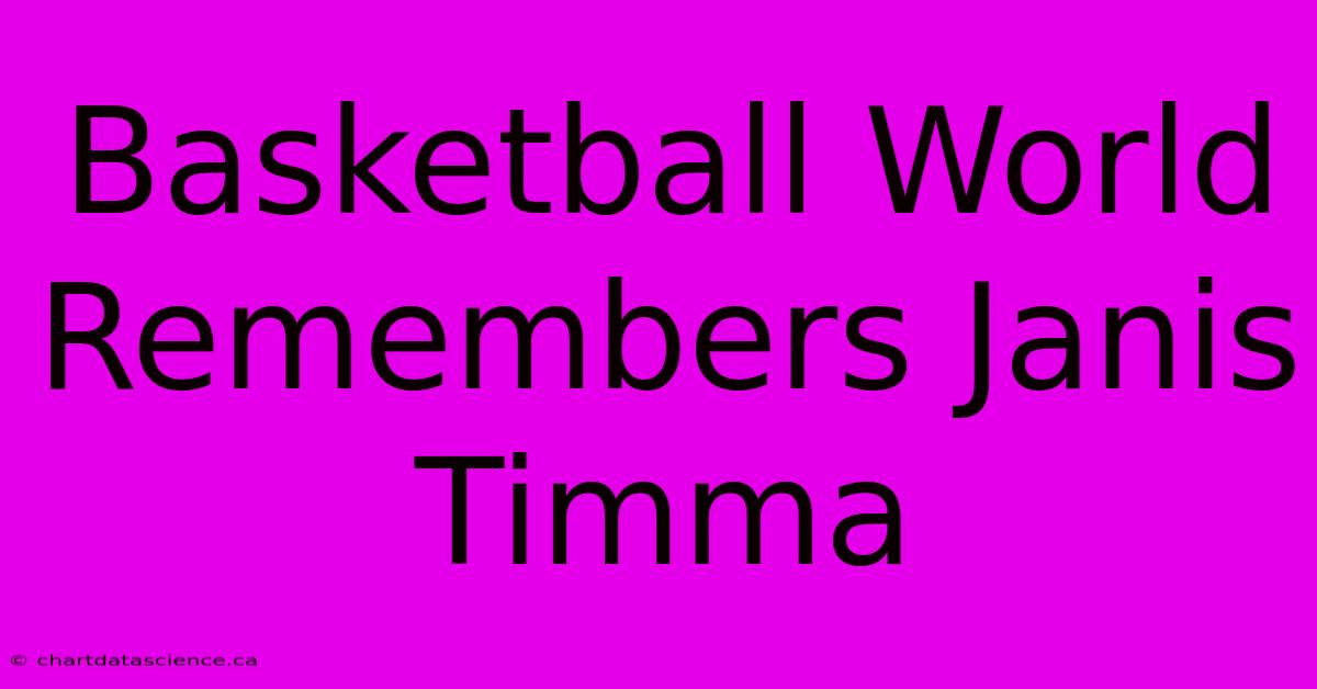 Basketball World Remembers Janis Timma