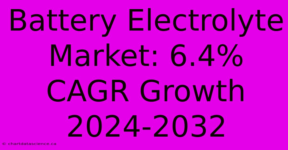 Battery Electrolyte Market: 6.4% CAGR Growth 2024-2032