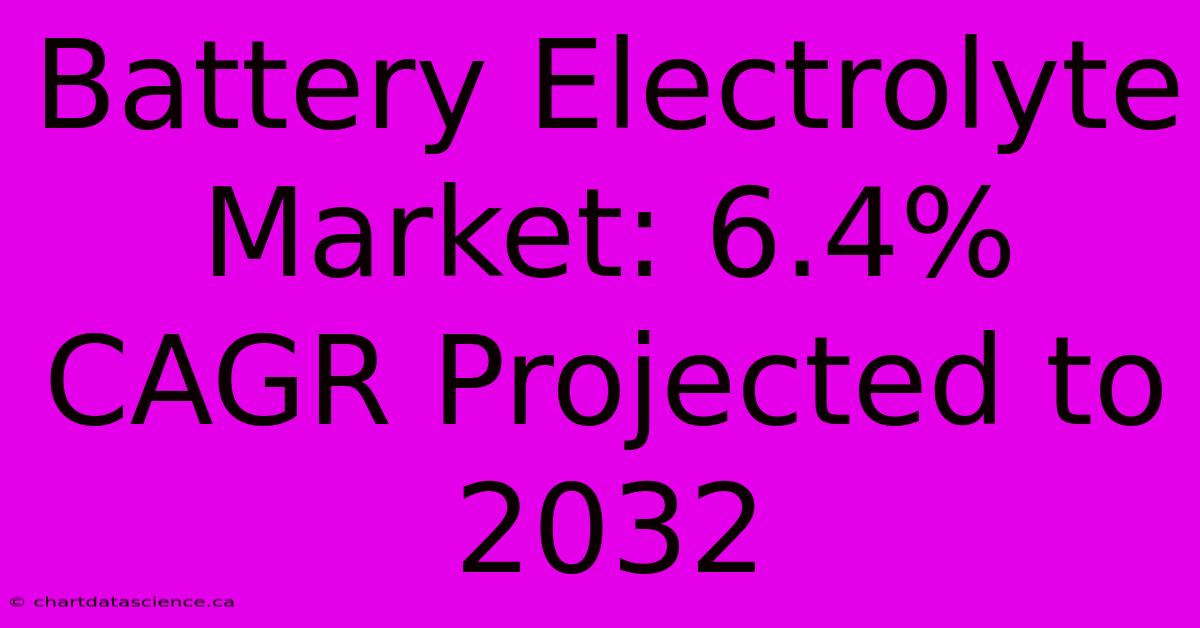 Battery Electrolyte Market: 6.4% CAGR Projected To 2032