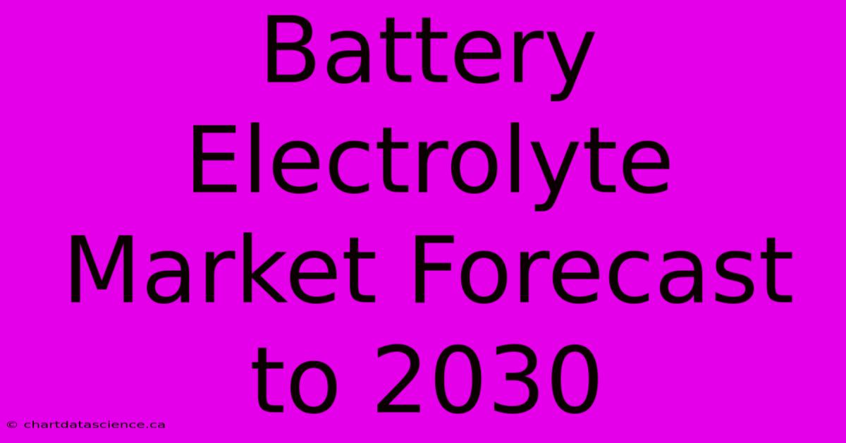 Battery Electrolyte Market Forecast To 2030