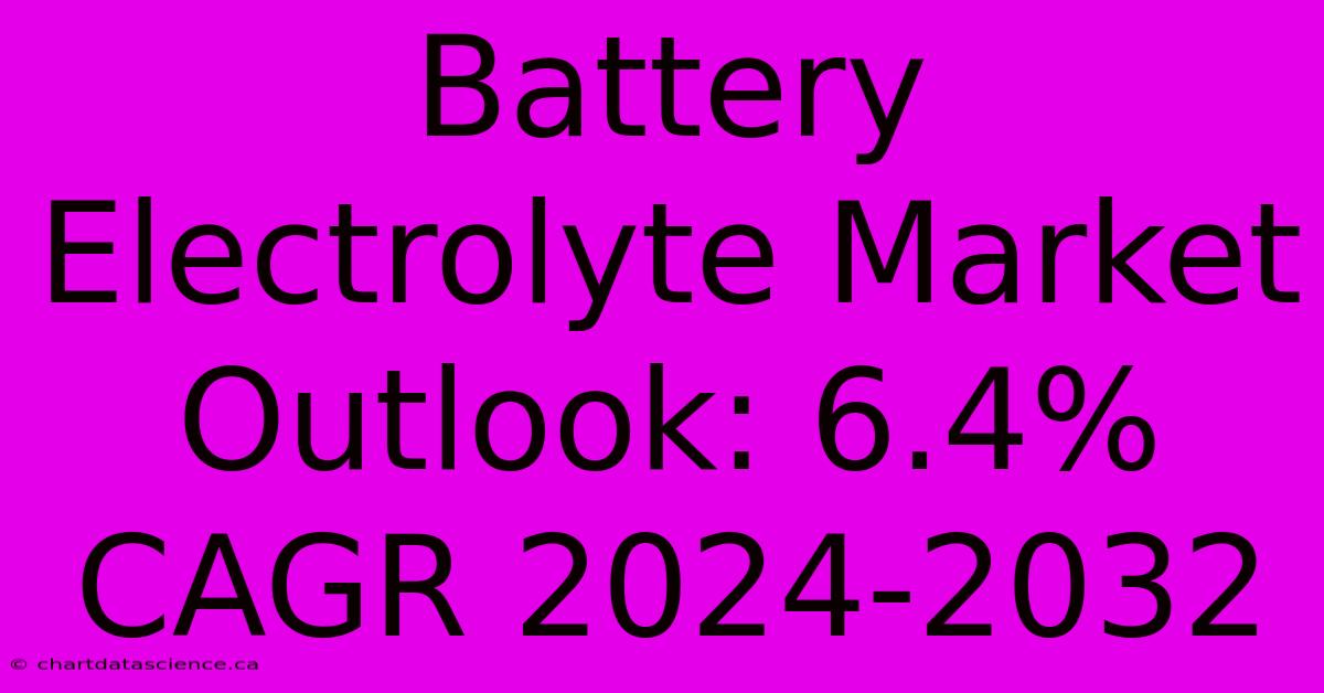 Battery Electrolyte Market Outlook: 6.4% CAGR 2024-2032