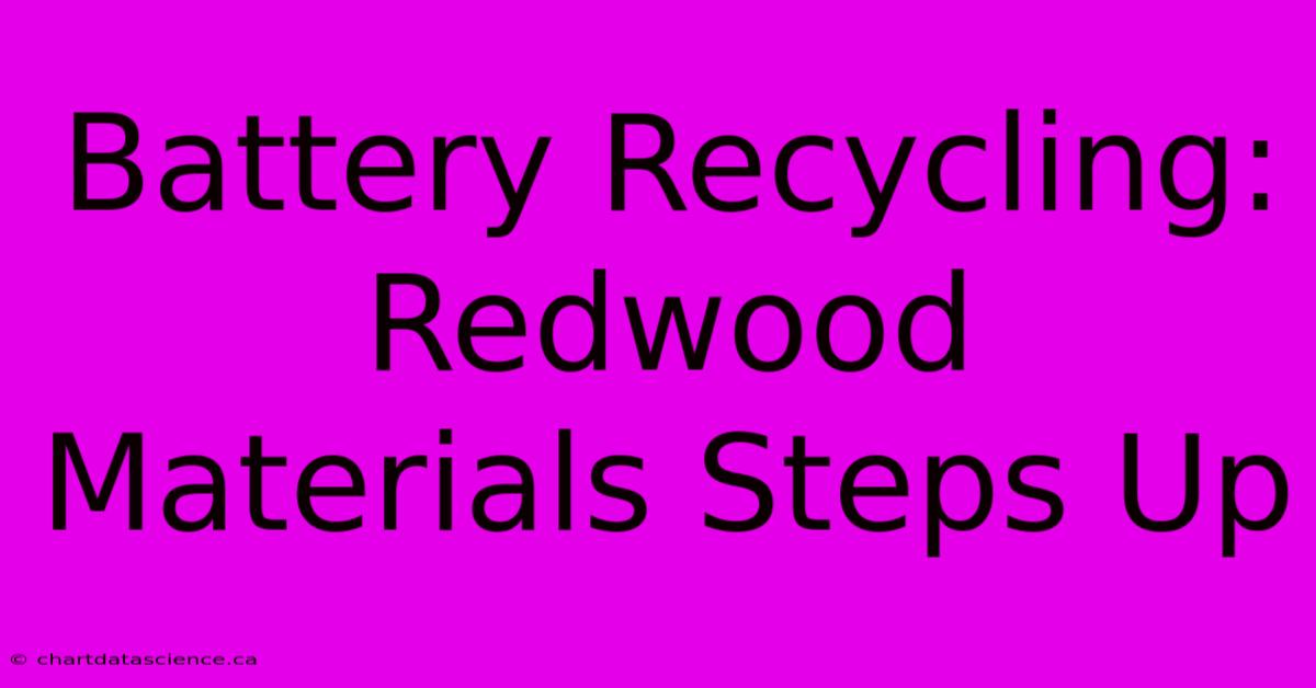 Battery Recycling: Redwood Materials Steps Up