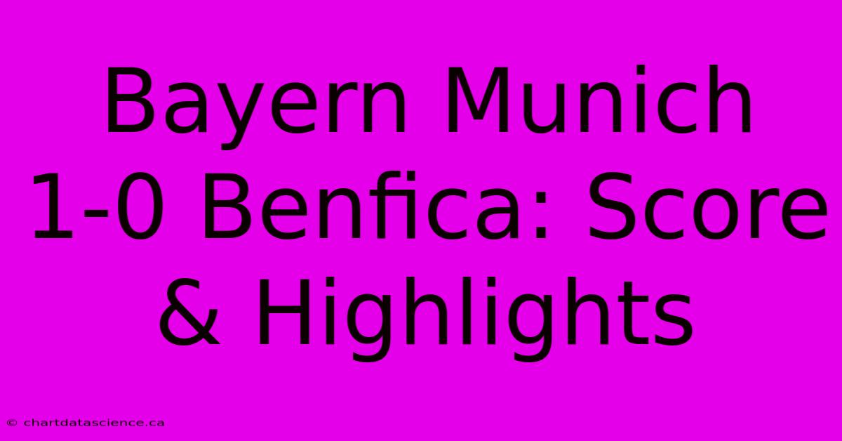 Bayern Munich 1-0 Benfica: Score & Highlights