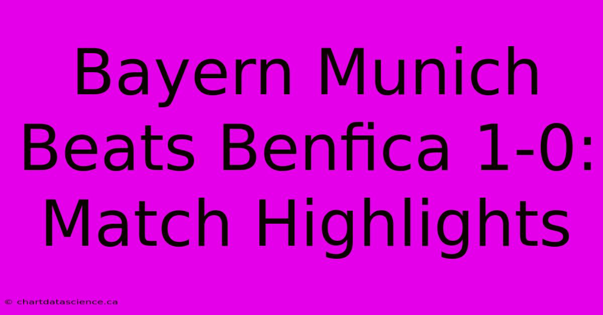 Bayern Munich Beats Benfica 1-0: Match Highlights