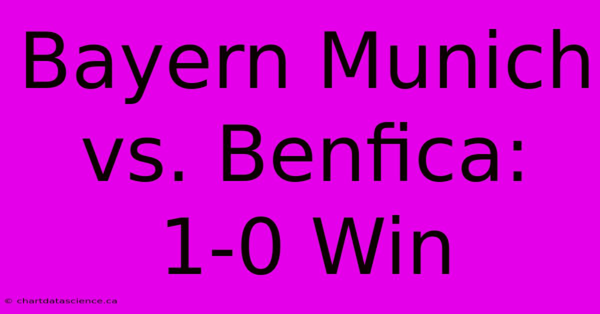 Bayern Munich Vs. Benfica: 1-0 Win