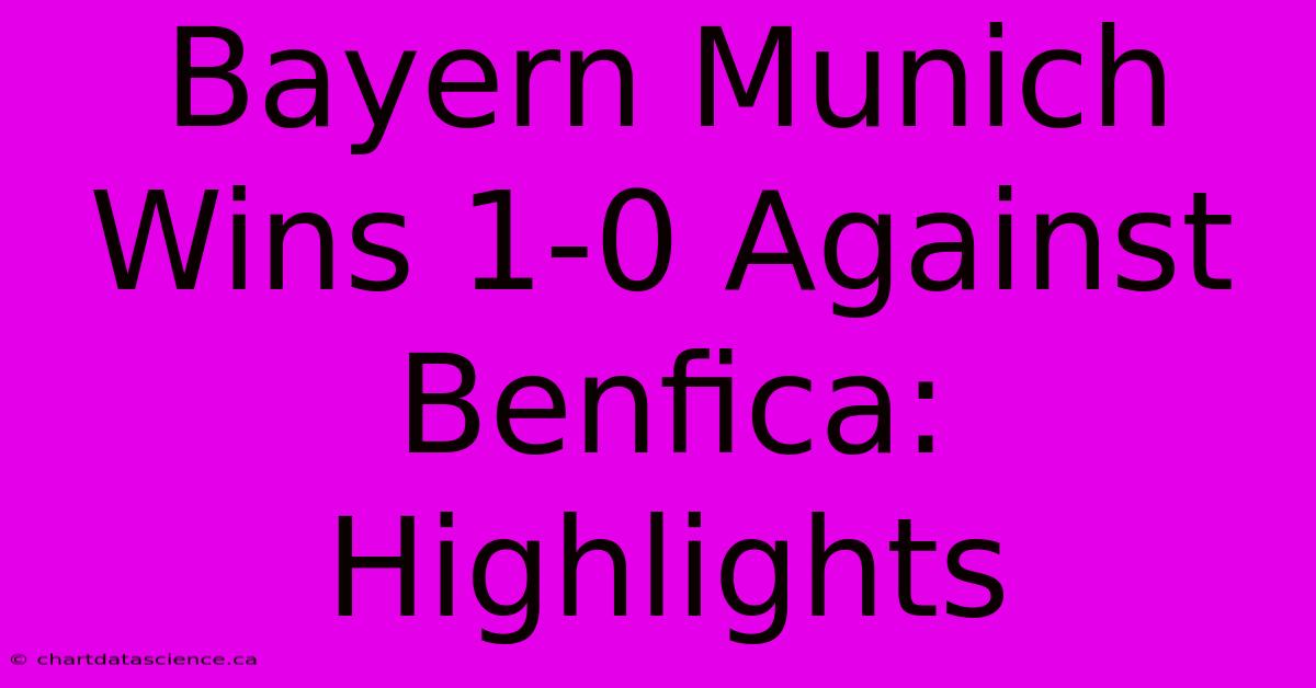 Bayern Munich Wins 1-0 Against Benfica: Highlights