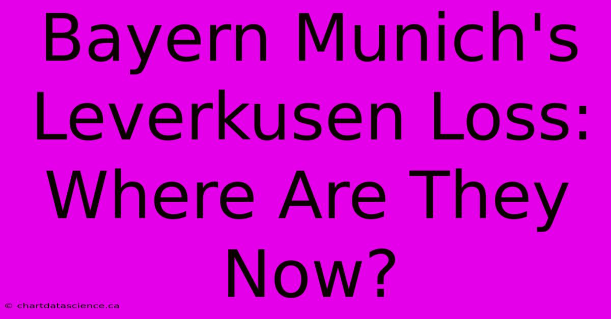 Bayern Munich's Leverkusen Loss: Where Are They Now?