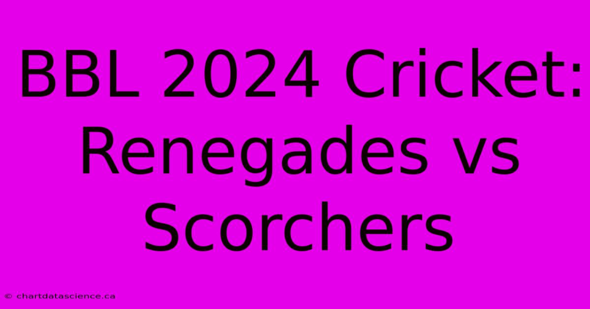 BBL 2024 Cricket: Renegades Vs Scorchers