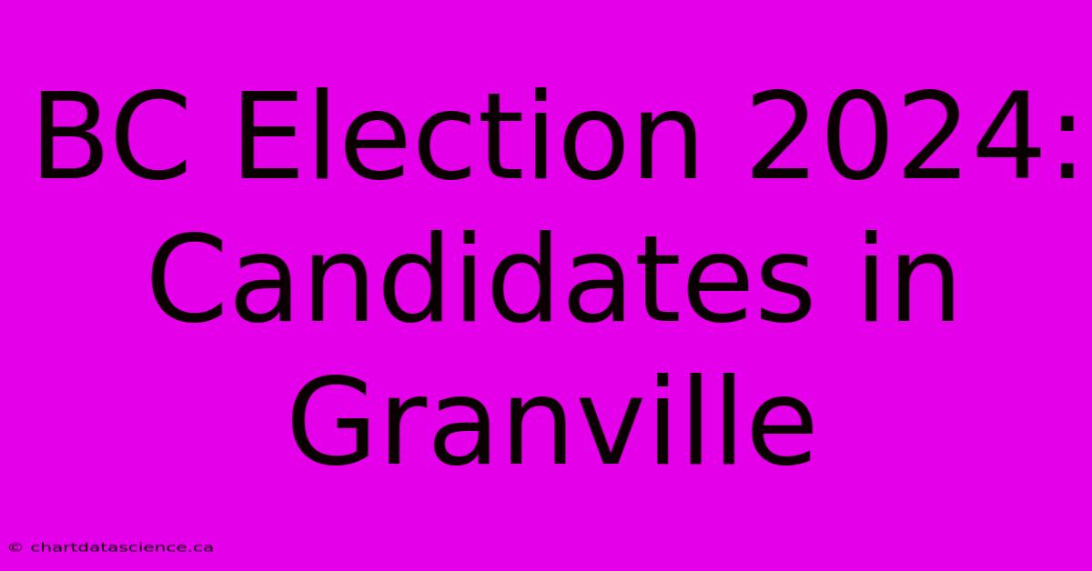 BC Election 2024: Candidates In Granville