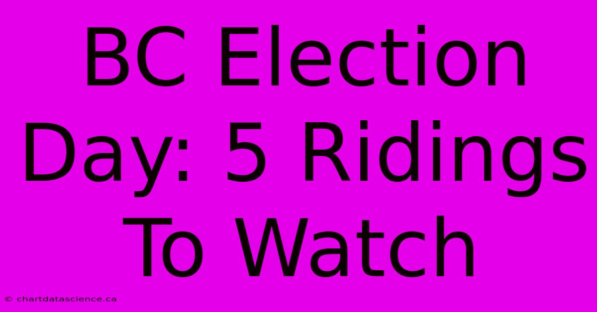 BC Election Day: 5 Ridings To Watch