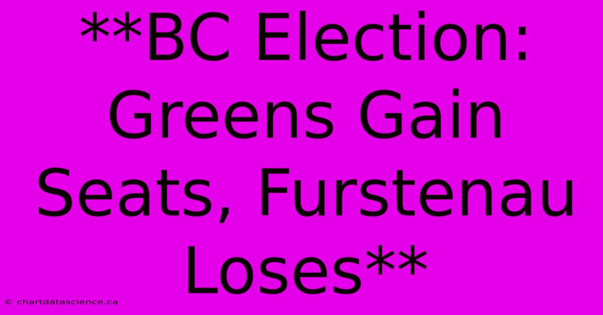 **BC Election: Greens Gain Seats, Furstenau Loses**