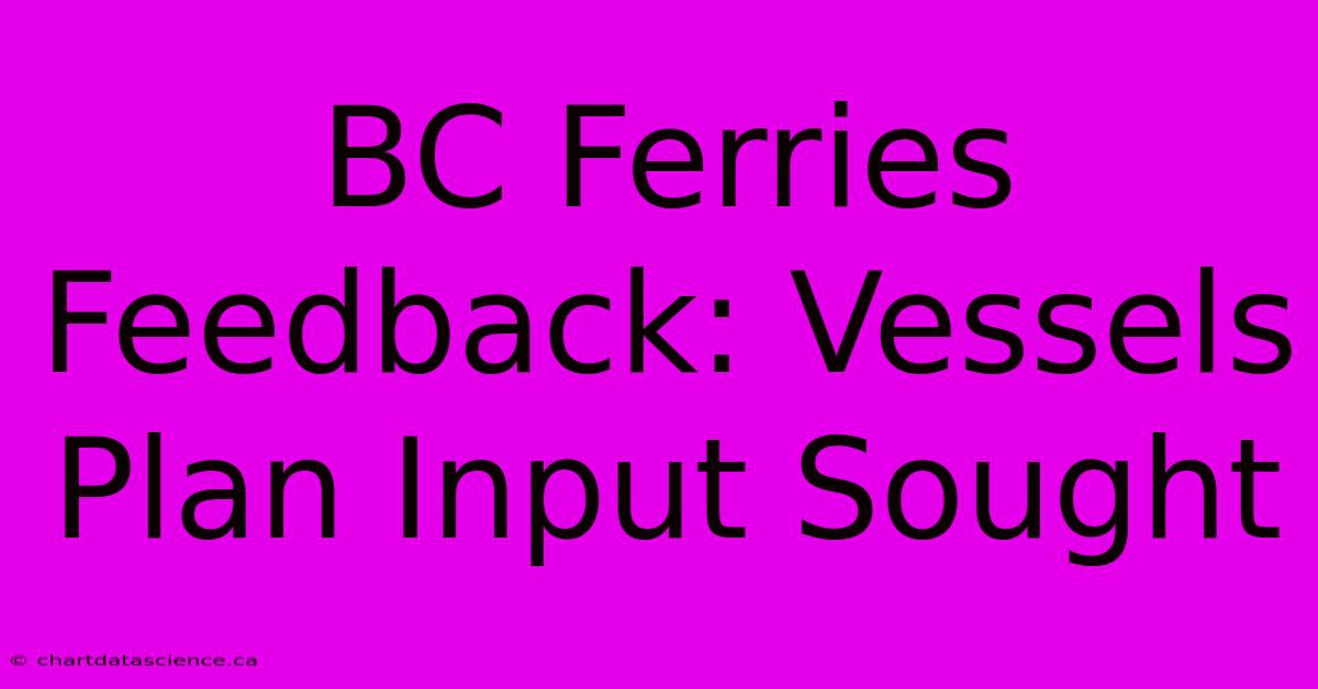 BC Ferries Feedback: Vessels Plan Input Sought