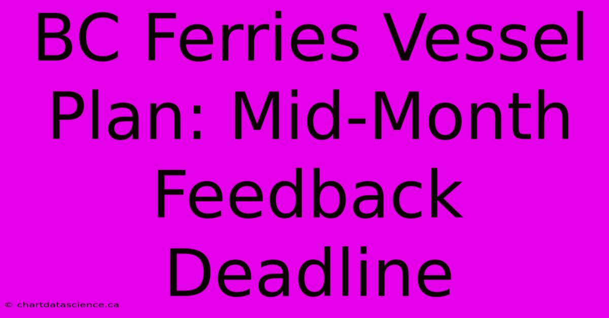 BC Ferries Vessel Plan: Mid-Month Feedback Deadline