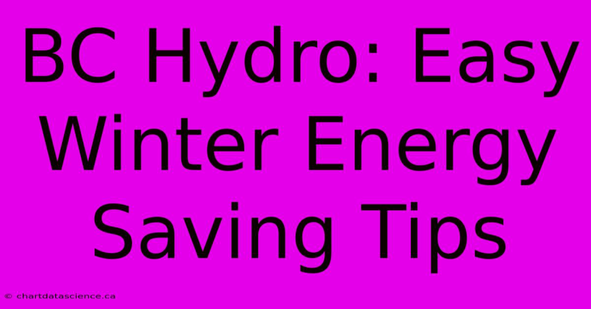 BC Hydro: Easy Winter Energy Saving Tips