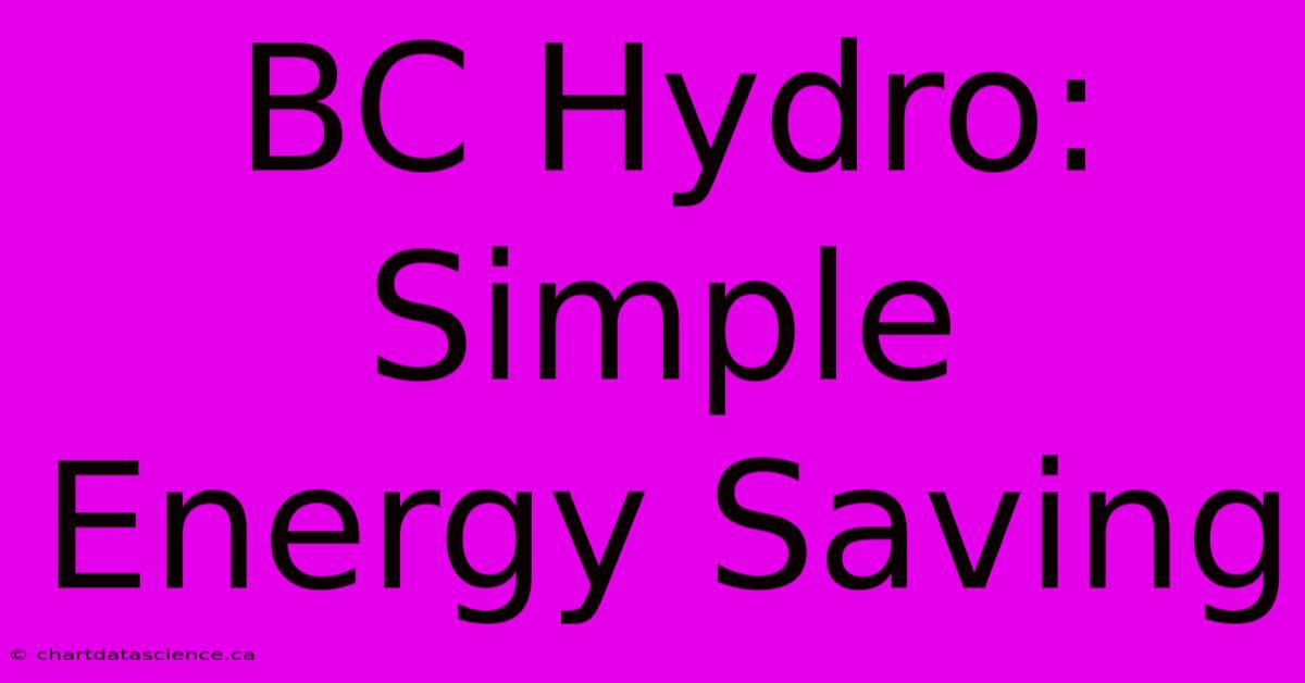 BC Hydro: Simple Energy Saving