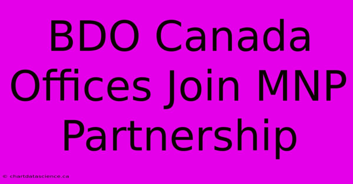 BDO Canada Offices Join MNP Partnership