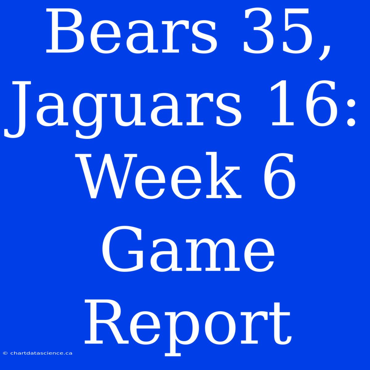 Bears 35, Jaguars 16: Week 6 Game Report