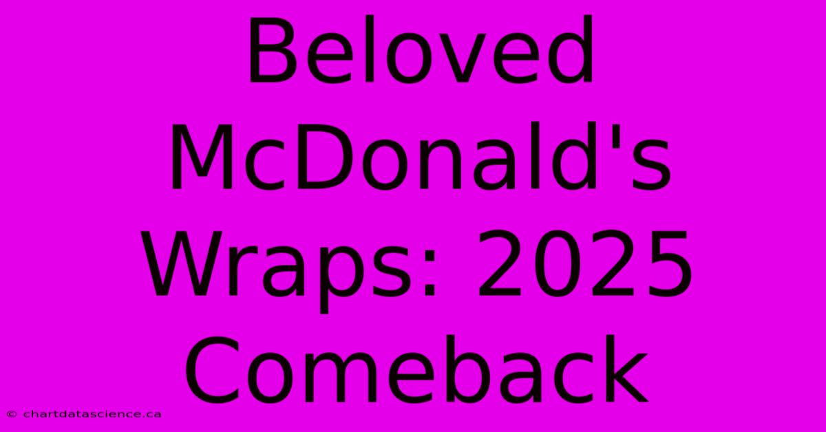 Beloved McDonald's Wraps: 2025 Comeback