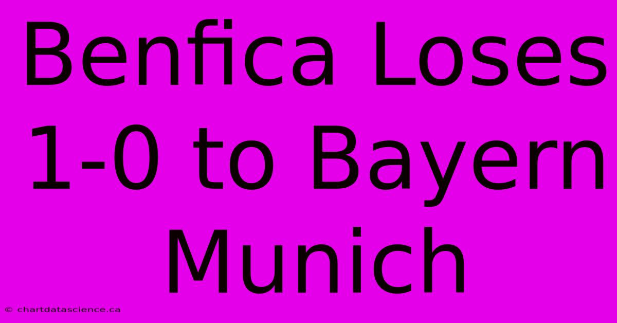 Benfica Loses 1-0 To Bayern Munich