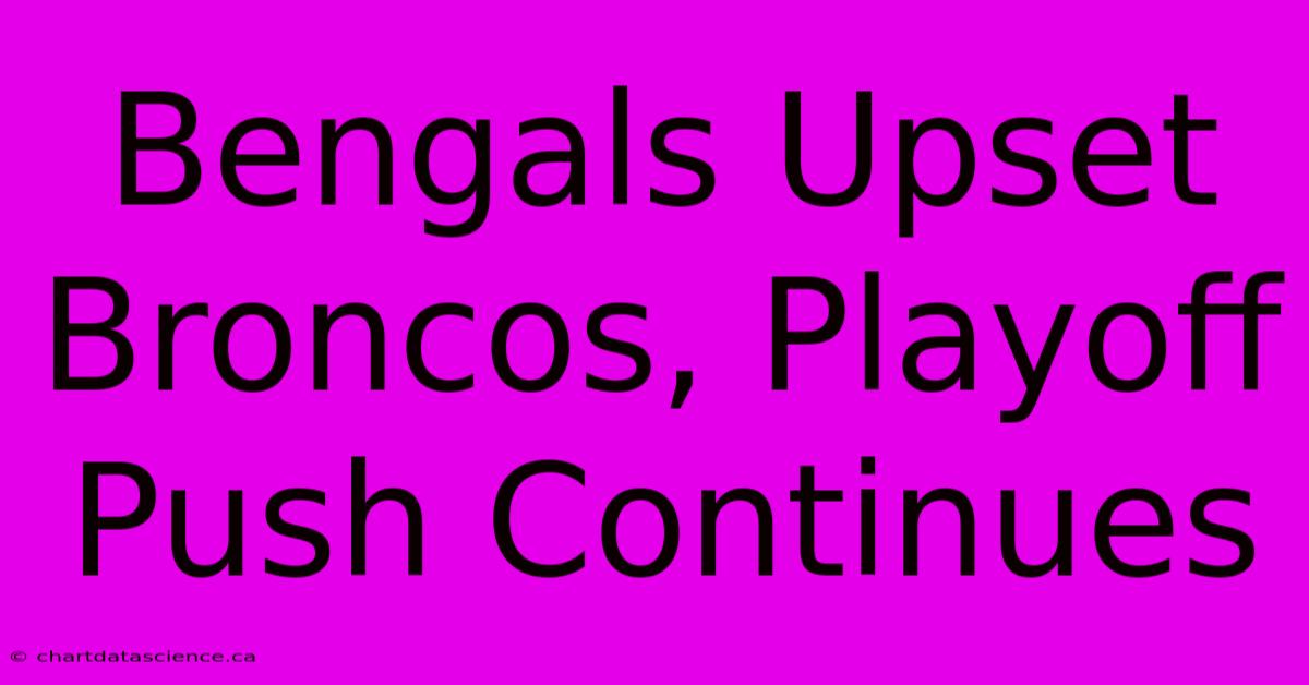 Bengals Upset Broncos, Playoff Push Continues