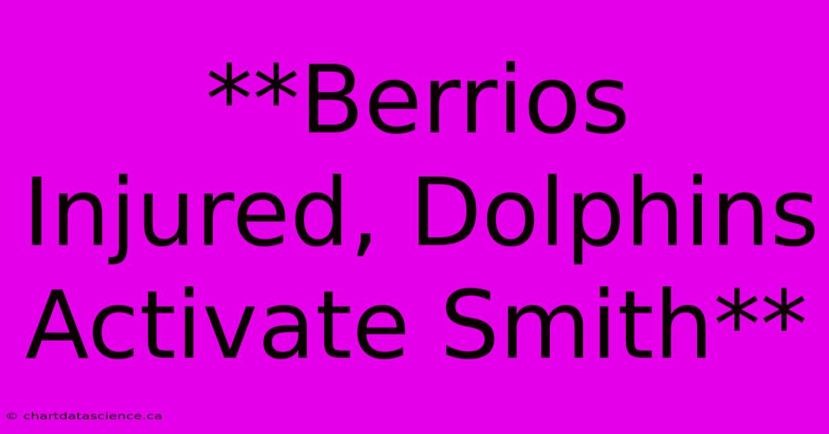 **Berrios Injured, Dolphins Activate Smith**