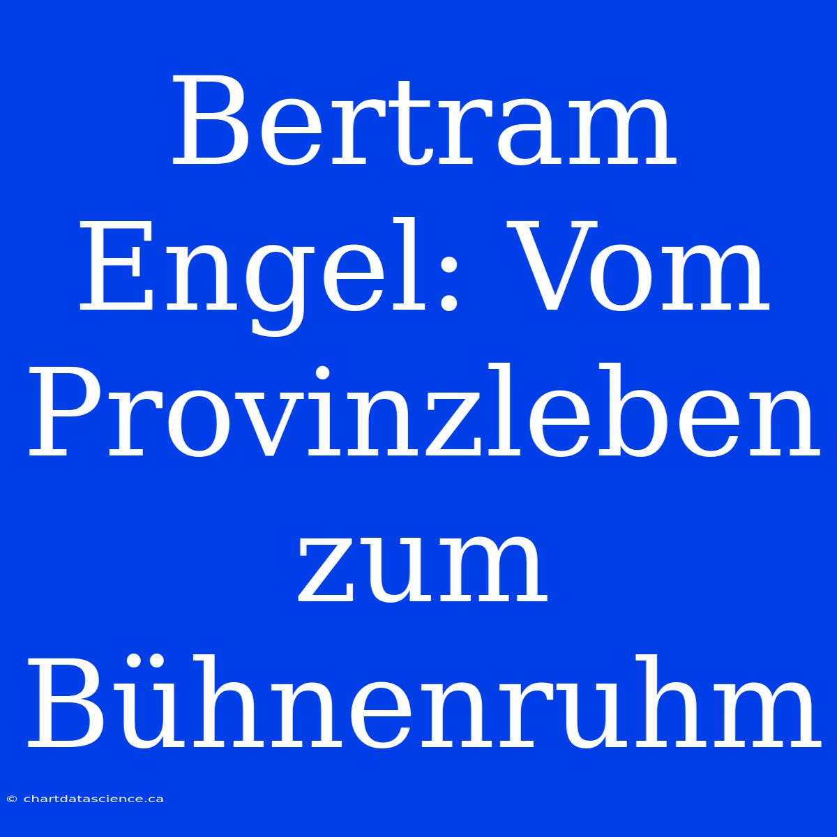 Bertram Engel: Vom Provinzleben Zum Bühnenruhm