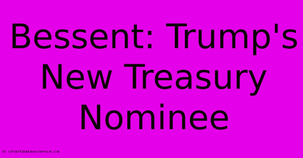 Bessent: Trump's New Treasury Nominee