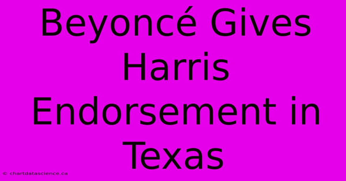 Beyoncé Gives Harris Endorsement In Texas