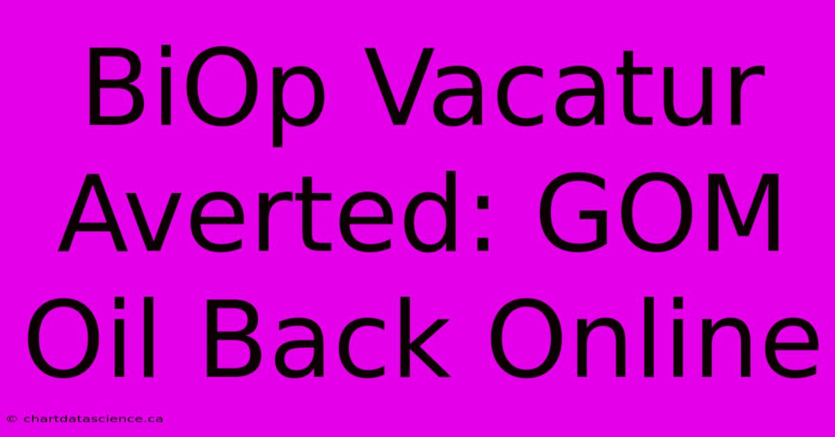 BiOp Vacatur Averted: GOM Oil Back Online