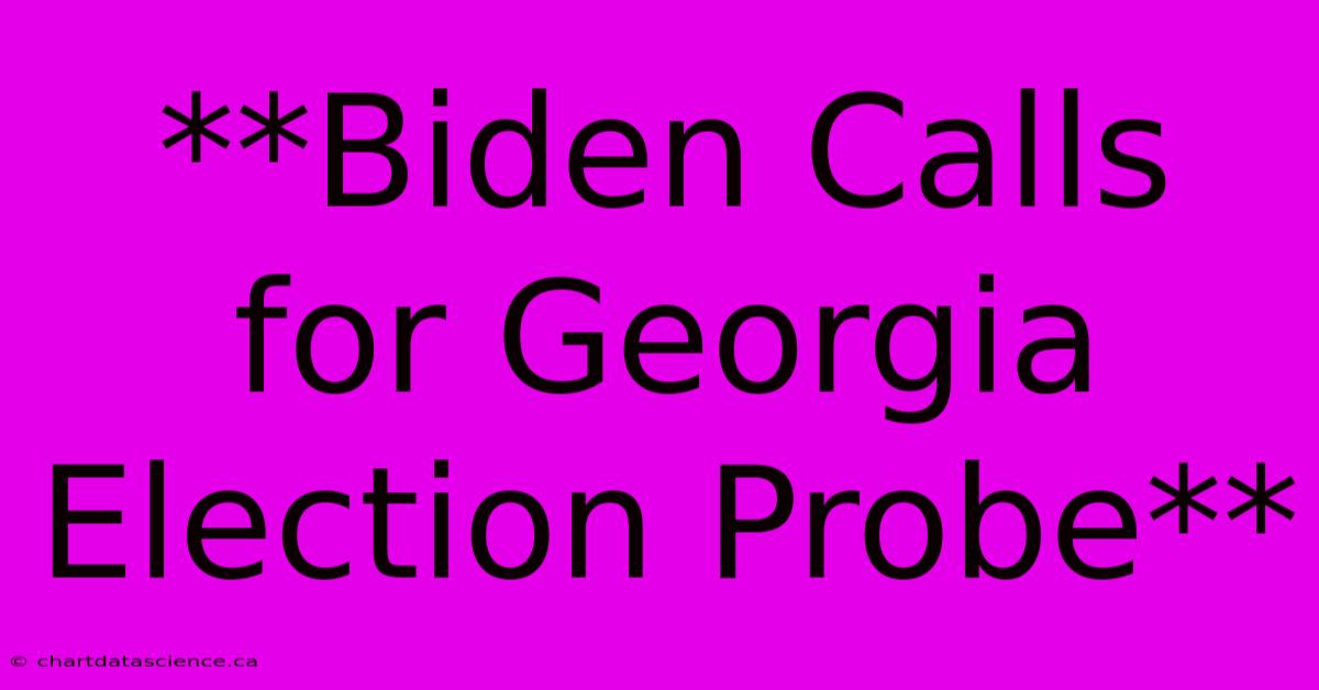 **Biden Calls For Georgia Election Probe**