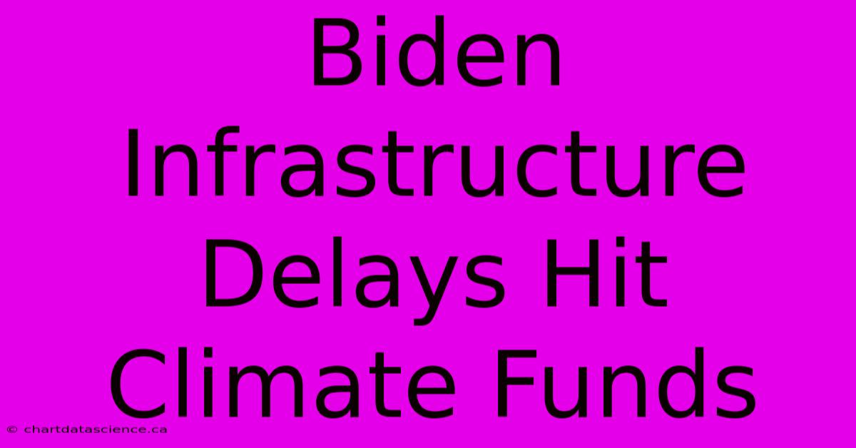 Biden Infrastructure Delays Hit Climate Funds