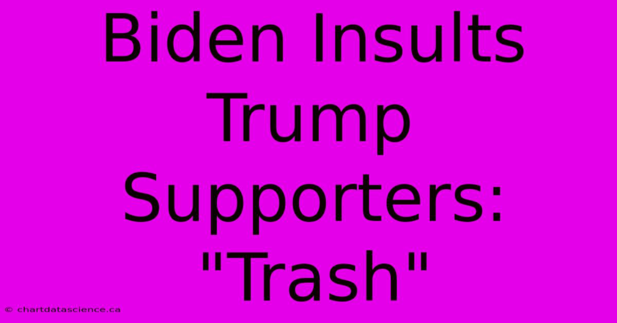 Biden Insults Trump Supporters: 