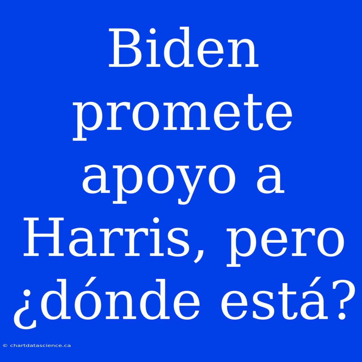 Biden Promete Apoyo A Harris, Pero ¿dónde Está?