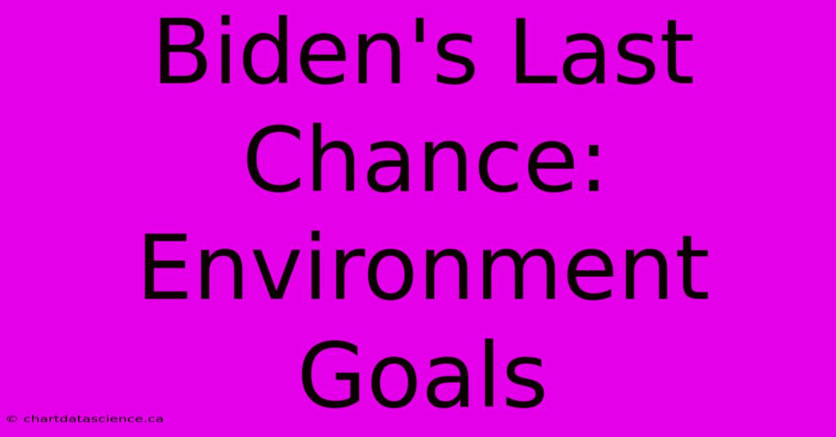 Biden's Last Chance: Environment Goals