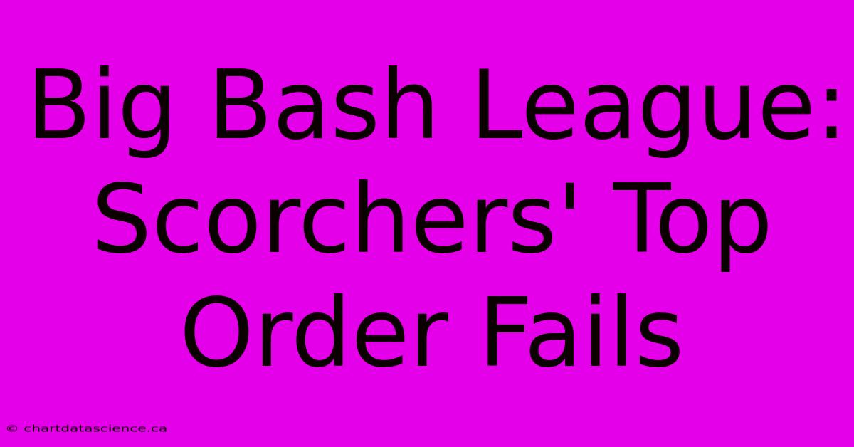 Big Bash League: Scorchers' Top Order Fails