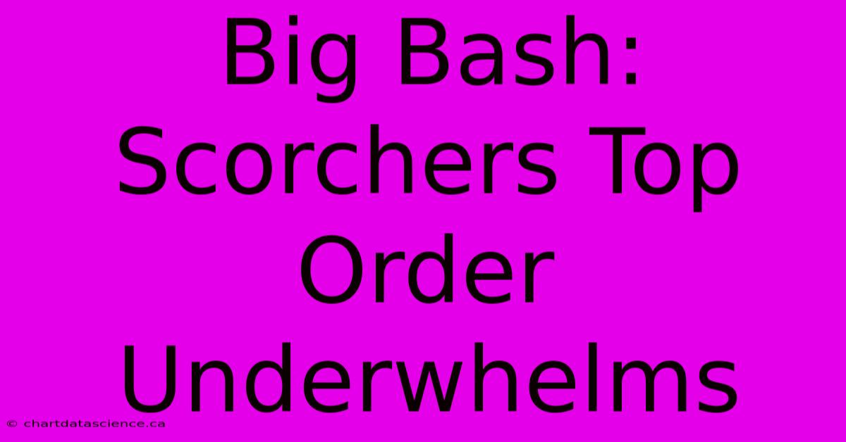 Big Bash: Scorchers Top Order Underwhelms