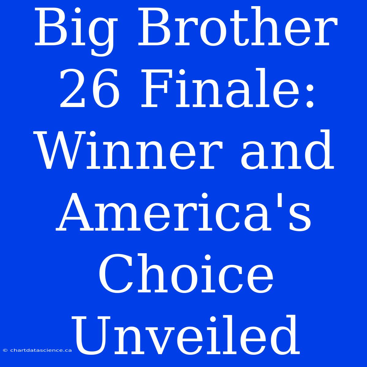 Big Brother 26 Finale: Winner And America's Choice Unveiled