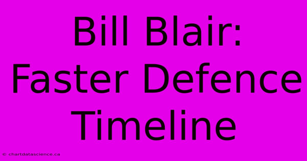 Bill Blair: Faster Defence Timeline