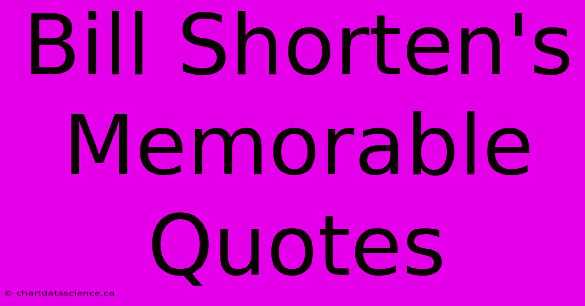 Bill Shorten's Memorable Quotes