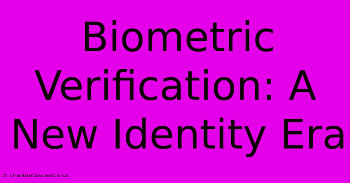 Biometric Verification: A New Identity Era