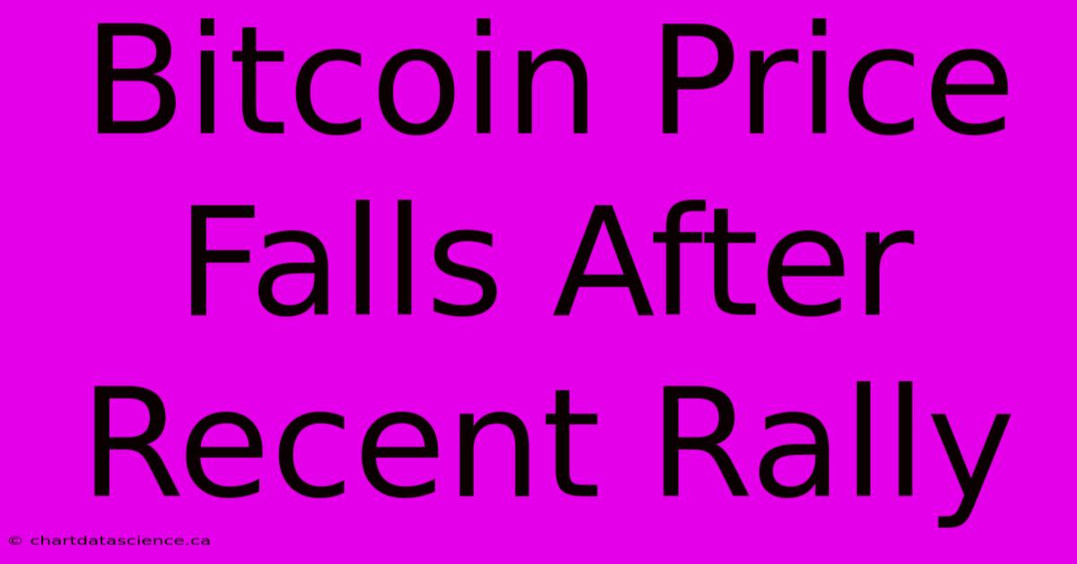 Bitcoin Price Falls After Recent Rally