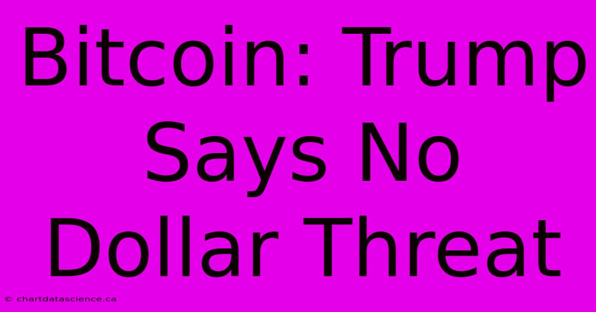 Bitcoin: Trump Says No Dollar Threat