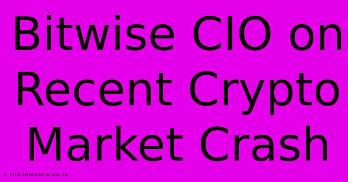 Bitwise CIO On Recent Crypto Market Crash