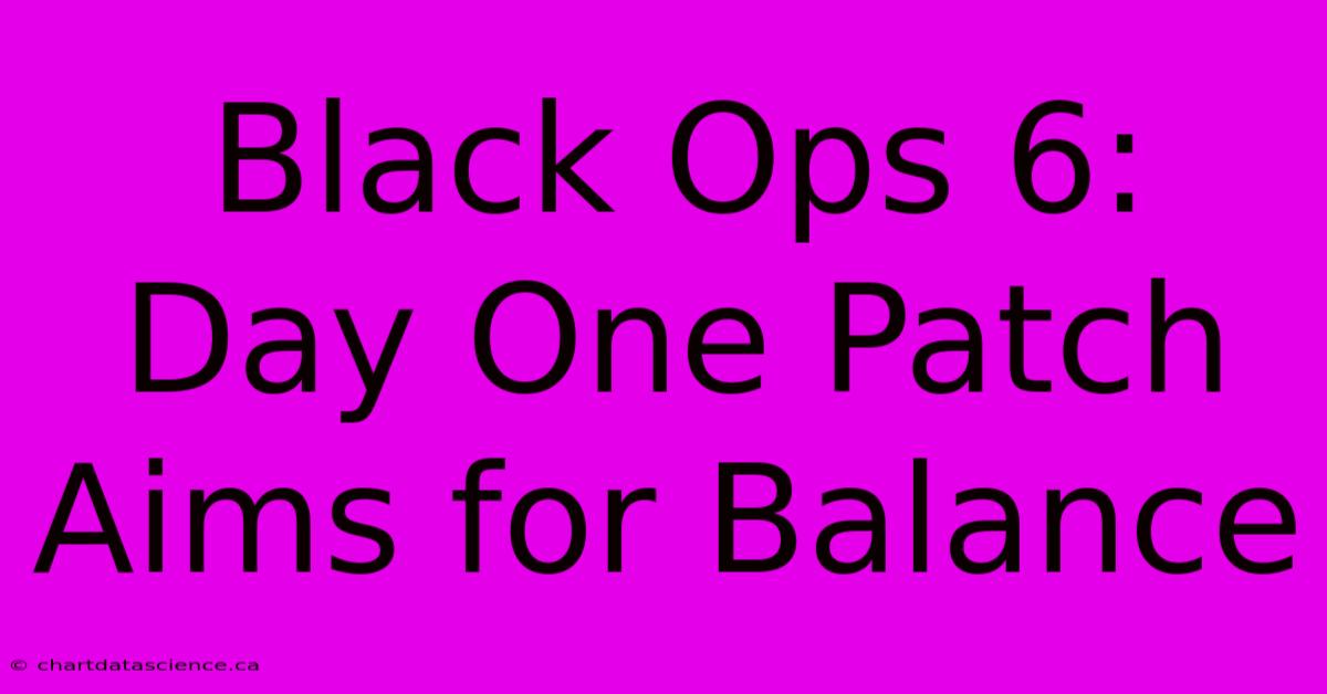 Black Ops 6: Day One Patch Aims For Balance