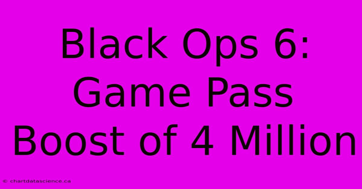 Black Ops 6: Game Pass Boost Of 4 Million