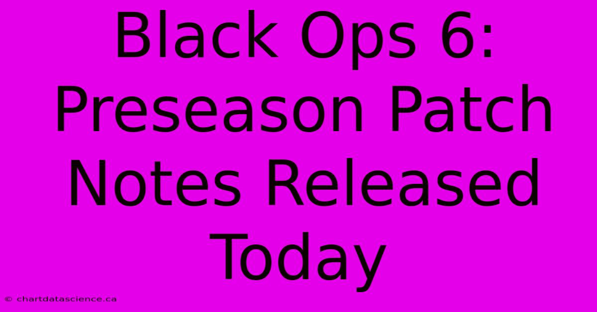 Black Ops 6: Preseason Patch Notes Released Today 