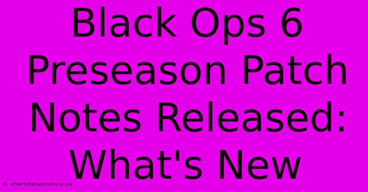 Black Ops 6 Preseason Patch Notes Released: What's New