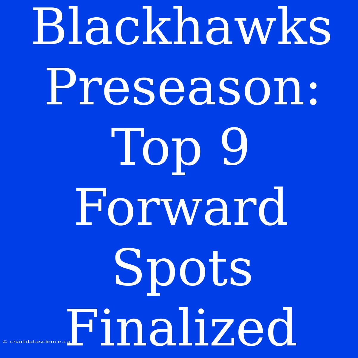 Blackhawks Preseason: Top 9 Forward Spots Finalized