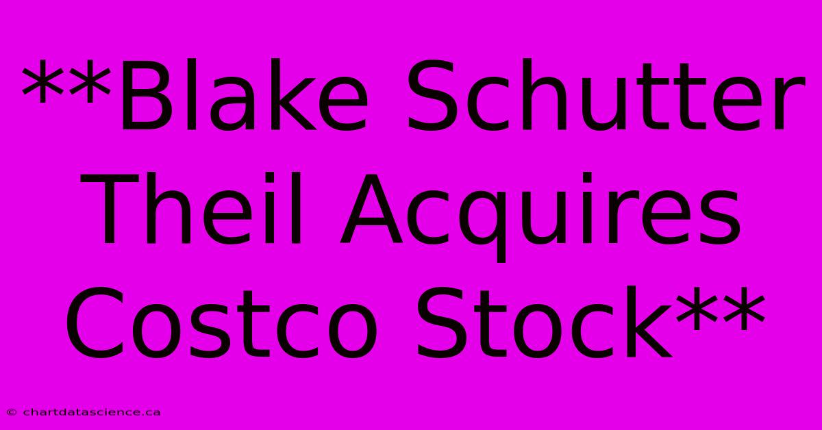 **Blake Schutter Theil Acquires Costco Stock**