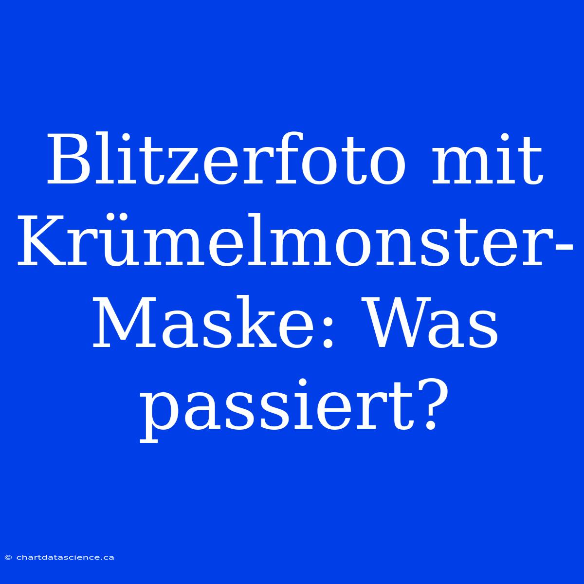 Blitzerfoto Mit Krümelmonster-Maske: Was Passiert?